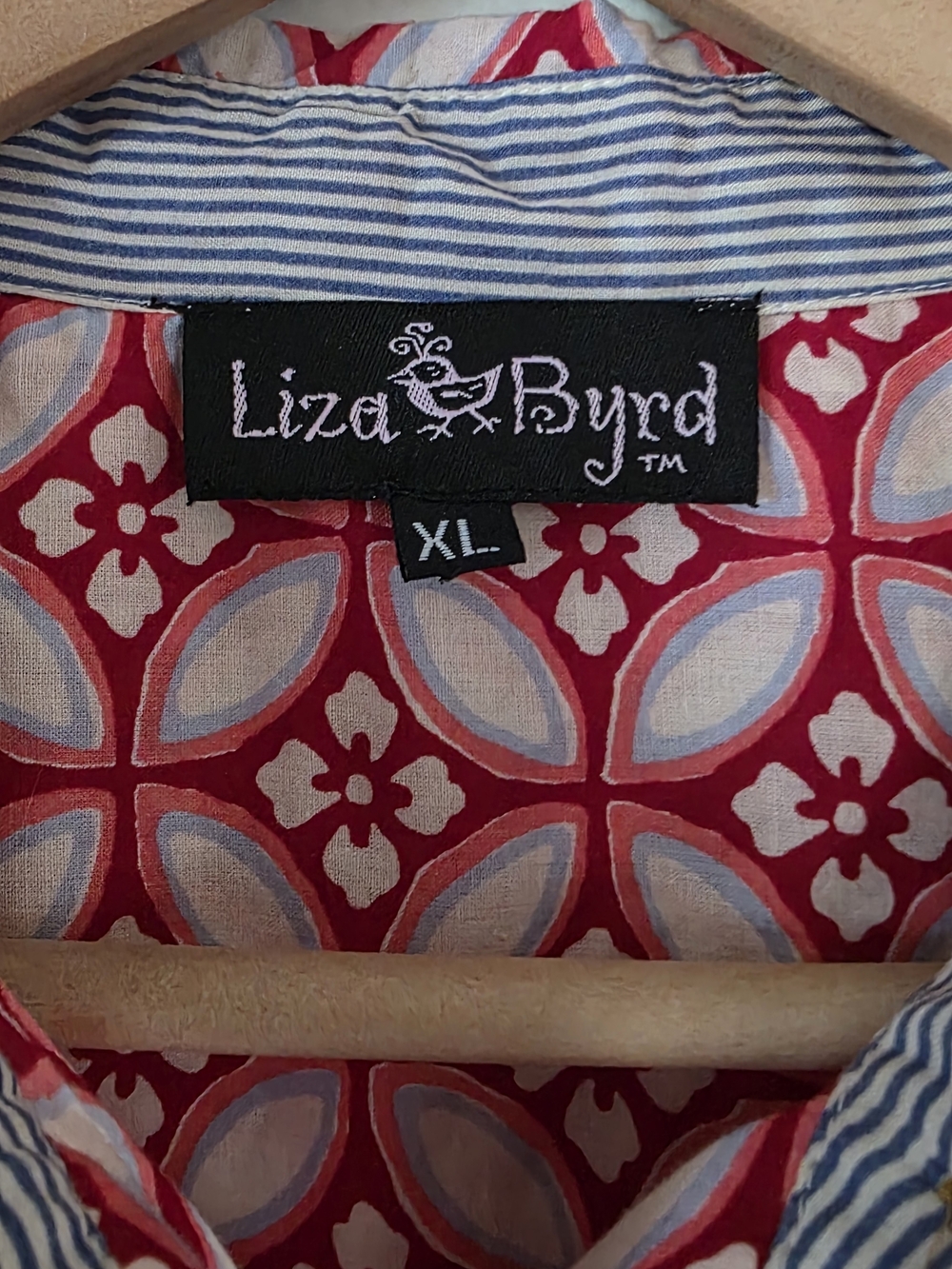 Liza Byrd Red, White and Blue Geometric Button-Up - Picture 2 of 9